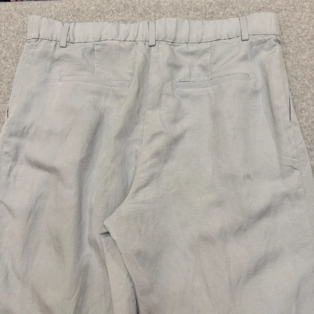 H&M Women Linen‎ Blend Pleated Trousers Light Blue Grey US 20 NEW